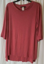 LUCKY &amp; BLESSED Women&#39;s 3/4 Sleeve Scoop Neck Mauve Tunic Blouse Top Siz... - $10.39