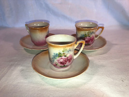 3 NPS Porcelain Demitasse Tea Cups &amp; Saucers Mint  German - £11.79 GBP