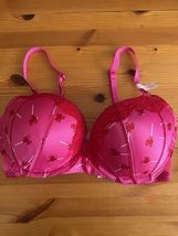 VICTORIA'S SECRET Tease Push-Up Bra VS Pink Red Hearts Lollipop 34DD NWT - $19.79