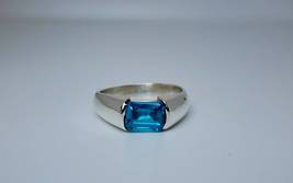 Blue Topaz Handmade 925 Sterling Silver Unique Modern Unisex Ring Jewelry - £53.78 GBP