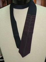 Vitaliano Pancaldi Italy Neck Tie/Necktie Silk Black Purple art deco 55&quot;x3&quot; - £18.02 GBP