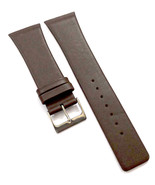 26mm Genuine Leather Brown Watch Band Strap With Silver Buckle - £15.68 GBP