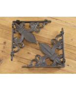 2 Fleur De Lis Shelf Brackets Cast Iron Braces Rustic Corbels 7 3/8&quot; X 7... - €20,99 EUR
