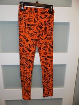 Lularoe Orange Halloween Laterns/Skulls/Candles Leggings Size Tween Girl&#39;s - $14.72
