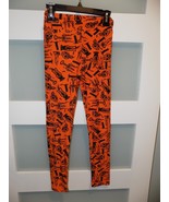 Lularoe Orange Halloween Laterns/Skulls/Candles Leggings Size Tween Girl&#39;s - $276.81 MXN