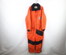 Vintage 70s Mens Medium Distressed Down Insulated Snowmobile Suit Coveralls USA - £70.51 GBP