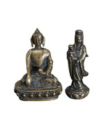 Miniature Antique Bronze Buddha and Guanyin Bodhisattva - $249.48