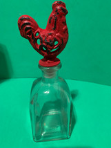 NIB - Cracker Barrel Wrought Iron Red Rooster Stopper &amp; Decorative Glass Bottle - £14.34 GBP
