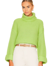 Revolve Brand 525 Spring Green Shaker Loose Turtleneck Chunky Sweater Si... - £29.15 GBP