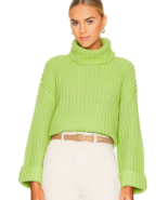 Revolve Brand 525 Spring Green Shaker Loose Turtleneck Chunky Sweater Si... - £29.53 GBP