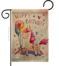 Unicorn Birthday Burlap - Impressions Decorative Garden Flag G135163-DB - £18.47 GBP