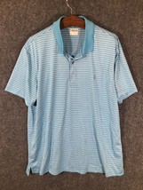 IZOD Golf Polo Shirt Men&#39;s Size 2XL Blue Collared Striped Short Sleeve - £9.42 GBP