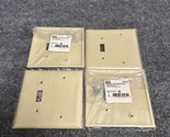 Lot of 4 - Hubbell PJ113 2 gang 1 toggle switch Smoth Nylon Wall Plate I... - $14.84
