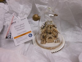 Gerson &quot;Church in Winter&quot; Wood LED Light Glass Bell-Shaped Ornament NWT 4&quot; - $19.75