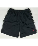 Nautica Mens Size Large Black Lined Swim Swimming Trunks Shorts w Red Wh... - £15.38 GBP