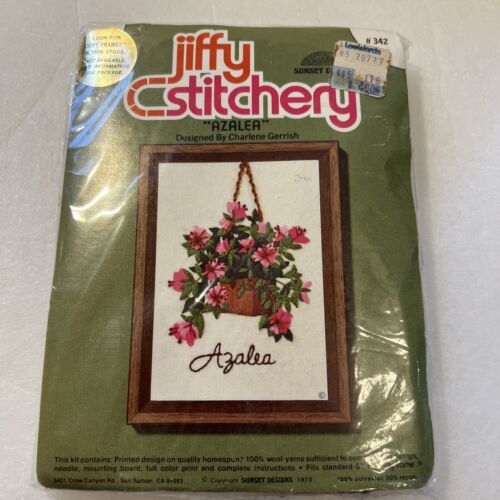 Vintage Sunset Designs Jiffy Stitchery Azalea Embroidery Kit #342 1975 NEW - $18.00