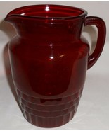 1940s Anchor Hocking ROYAL RUBY WINDSOR PATTERN 64 oz Water Pitcher - $31.67