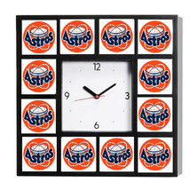 Houston Astros Retro Astrodome Logo Team Big Clock with 12 images - £25.65 GBP