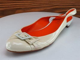 Franco Sarto Size 8 Slingback Shoes Beige Patent Leather Women M Ultima - £15.72 GBP
