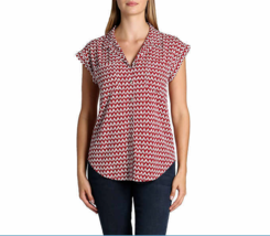 Jachs Girlfriend Women&#39;s Size XL Red White Button Front Top Blouse Shirt NWT - £11.29 GBP