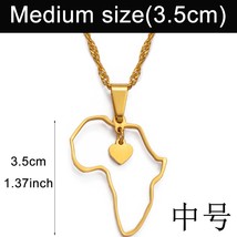 Anniyo (3 SIZE) Gold Color Africa Map Pendant Necklaces Women Girls Heart Africa - £13.51 GBP