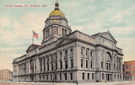 Fort Wayne In Indiana~Court HOUSE-DOMED Clock TOWER~1910 Postcard - £8.82 GBP
