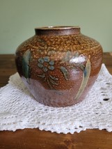 Mottled Handmade Studio Art Pottery Stoneware crock pot vase floral - £18.68 GBP