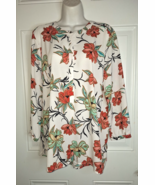 JM Collection Women&#39;s Long Sleeve Floral Print Tunic Top Blouse Size Large - $19.94