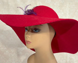 Red Hat Collectors Church Glam Floppy Hollywood Derby Hat 57cm Purple Tr... - $21.02