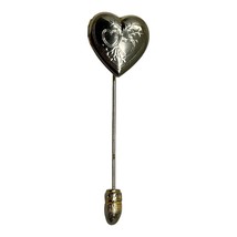 Sweet Vintage Unmarked Gold Tone Metal Embossed Heart Locket Stick Pin - £7.04 GBP
