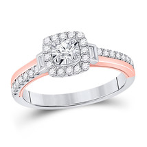 10kt Two-tone Gold Round Diamond Halo Bridal Wedding Engagement Ring 1/2 Ctw - £740.81 GBP