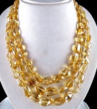 Natural Citrine Beads Cabochon Tumble 3L 935 Ct Yellow Gemstone Fashion Necklace - £486.00 GBP