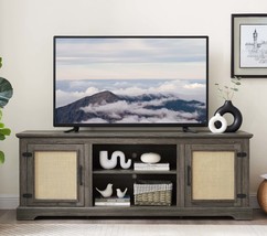 Farmhouse Rattan TV Stand for 70&quot; TVs | Gray Console Table - $238.99