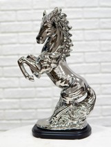 Modern Chic Silver Plated Ceramic Endor Rearing Prancing Equine Horse Fi... - $59.99