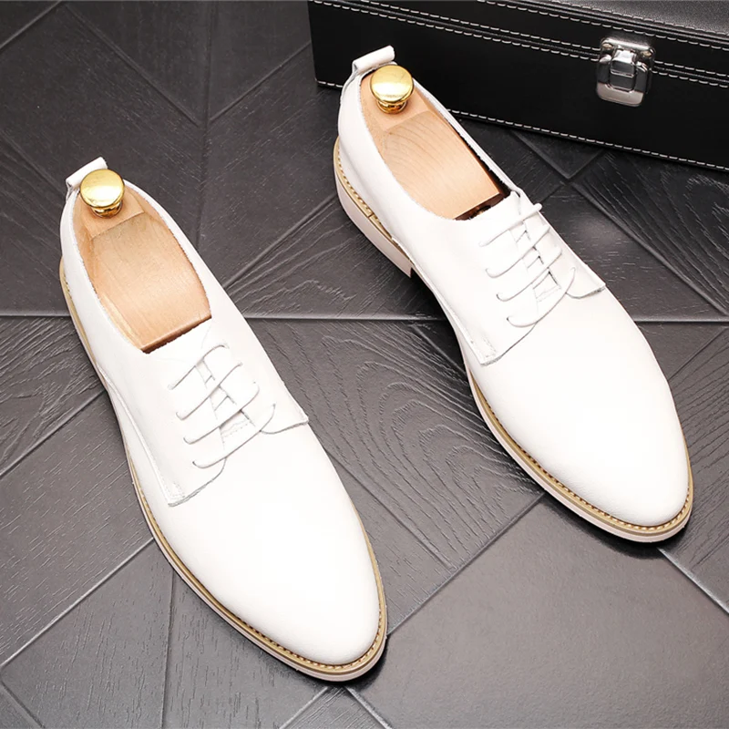 British style mens casual soft leather shoes black white business office formal  - £208.53 GBP