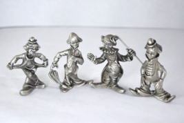 4 Vintage Miniature Pewter Clown Figurines Peltro Italy Style Circus - £11.70 GBP