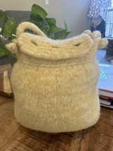 Knit Wool Women&#39;s Handbag Tote Bucket Shoulder Bag Yellow - $35.00