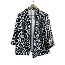 Kim Rogers Size 16 Black &amp; White w/Geometric Print 3/4 Sleeve Open-Front Blazer - £10.62 GBP
