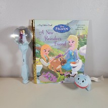 Disney Frozen Lot Lizard Plush, A New Reindeer Friend Book, Elsa and Anna Wand - £14.93 GBP