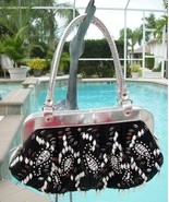 Awesome Sliver, Black & White  Beaded Handbag~Purse~Very Gently Used~Fun & Funky - $33.74