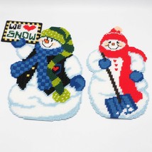 Vintage Pair of Snowmen Snowman Cross Stitch Christmas Decor - $34.64