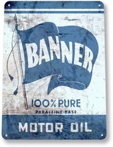 Banner Motor Oil Garage Gas Service Shop Retro Wall Decor Large Metal Tin Sign - £19.74 GBP