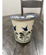 Bujno Blue Stoneware Studio Pottery Crock Floral Vase 2001 SIGNED - $24.74