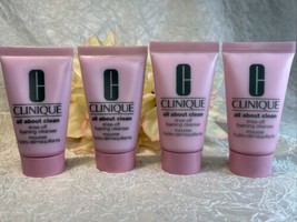 4 x Clinique All About Clean Rinse-Off Foaming Cleanser = 4oz 120ml Free... - £9.26 GBP