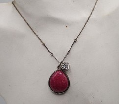 Fossil Brand Deep Pink Stone Pendant Necklace - £19.12 GBP