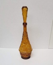 Genie Bottle Amber Glass Fruit Basket with Stopper Vintage 19&quot; - £26.73 GBP