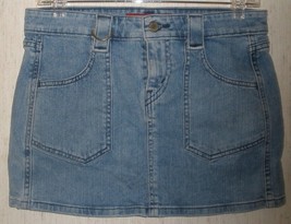 Womens / Juniors Levi&#39;s Superlow Stretch Distressed Blue J EAN Mini Skirt Size 3 - £18.75 GBP