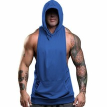 Men&#39;s Fitness Gym Solids Bodybuilding Workout Muscle Sleeveless Hoodies Tank Top - £44.87 GBP