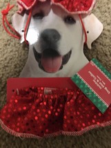 Holiday Dog Hat And Collar/ Mrs.Claus /xsmall /small (1102) - £11.44 GBP