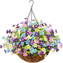 Artificial Hanging Flowers in Basket,Artificial Daisy Flower Arrangement,12 Inch - £29.20 GBP